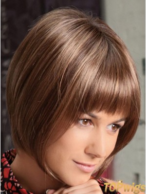 Lace Front Chin Length Straight Auburn Soft Bob Wigs