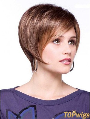 Short Brown Good 6 inch Straight Bob Wigs