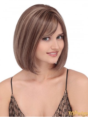 Straight Shoulder Length Blonde 12 inch Lace Front Discount Bob Wigs