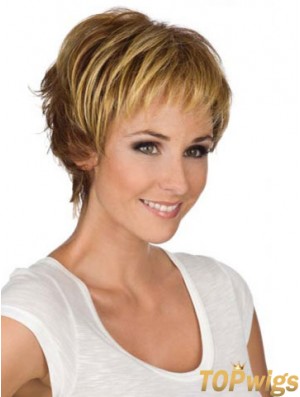 6 inch Modern Wavy Boycuts Blonde Short Wigs