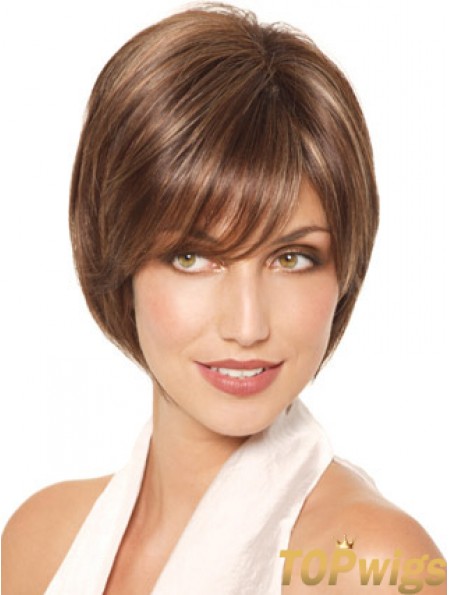 Chin Length Straight Monofilament Brown Fabulous Bob Wigs