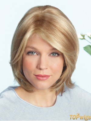 Layered Blonde Straight Shoulder Length 14 inch Ideal Medium Wigs