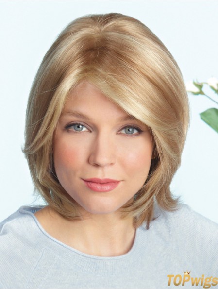 Layered Blonde Straight Shoulder Length 14 inch Ideal Medium Wigs