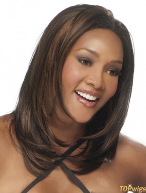 Straight Indian Remy Hair Brown Long Good 3/4 Wigs