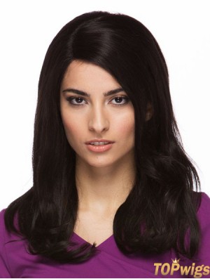 Black 14 inch Cheapest Long Straight Without Bangs Lace Wigs