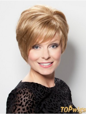 Blonde 8 inch Incredible Short Straight Bobs Lace Wigs