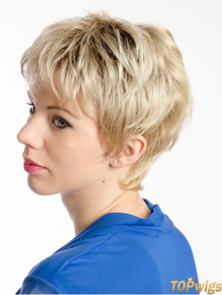 Blonde 8 inch Amazing Short Wavy Boycuts Lace Wigs