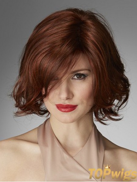 Chin Length Curly Layered Red Perfect 100% Hand-tied Wigs