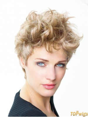 Curly Boycuts Short Blonde Trendy Lace Front Wigs