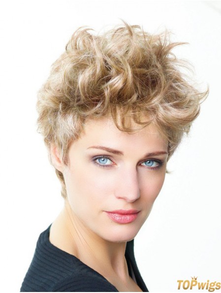 Curly Boycuts Short Blonde Trendy Lace Front Wigs