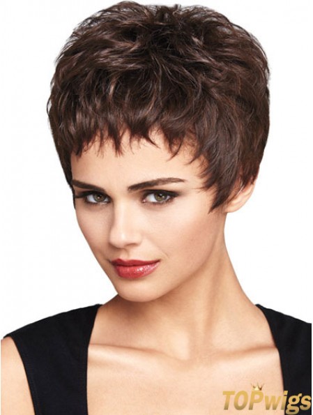 Natural Auburn Cropped Wavy Boycuts Lace Front Wigs