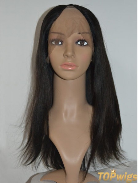 U Part Wig Cap With Lace Front Remy Long Length Black Color