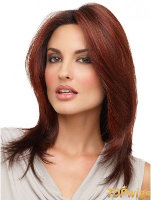 Straight Without Bangs Shoulder Length Red Cheap Lace Front Wigs