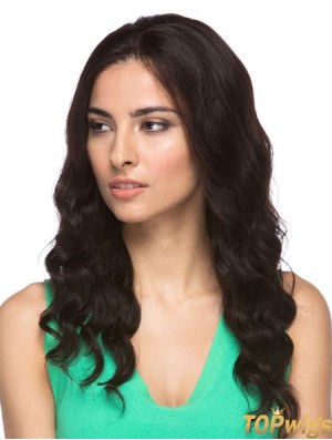 Brown 16 inch Good Long Wavy Without Bangs Lace Wigs