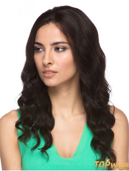 Brown 16 inch Good Long Wavy Without Bangs Lace Wigs