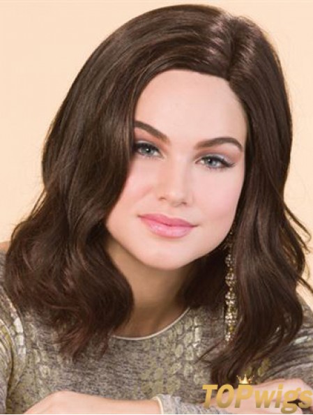 Shoulder Length Wavy Without Bangs Good Brown Lace Front Wigs