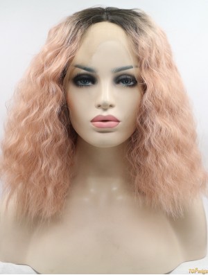 Curly Chin Length Without Bangs Lace Front 13 inch Synthetic Wigs