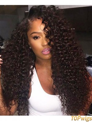 Curly Remy Human Hair 20 inch Without Bangs Black 360 Lace Wigs