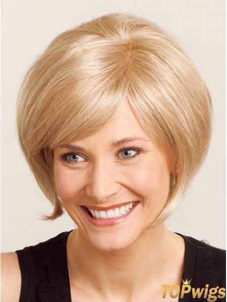 Chin Length Straight 100% Hand-tied Blonde Online Bob Wigs