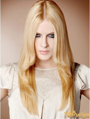 22 inch Straight Blonde 100% Hand Tied Synthetic Mono Cap Wigs