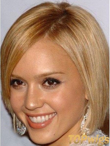 Straight 100% Hand-tied Bobs Chin Length Blonde Online  Wigs