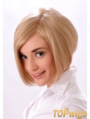 Chin Length Straight Monofilament Blonde Style Bob Wigs