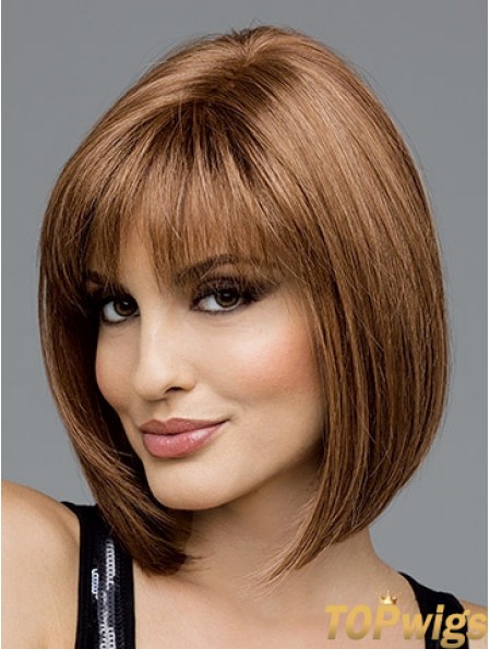 Brown Chin Length Straight Bobs 100% Hand-tied Wig Sale 