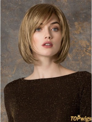 Fashion Blonde Chin Length Straight Bobs Monofilament Wigs