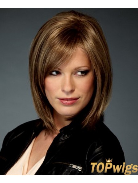 Popular Brown Chin Length Straight Bobs Monofilament Wigs