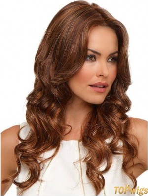 Suitable Auburn Curly Without Bangs Lace Front Long Wigs