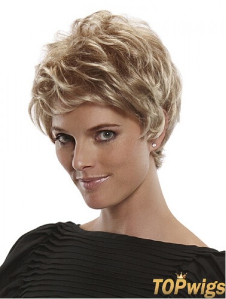 Short Straight Boycuts Blonde Flexibility 100% Hand-tied Wigs