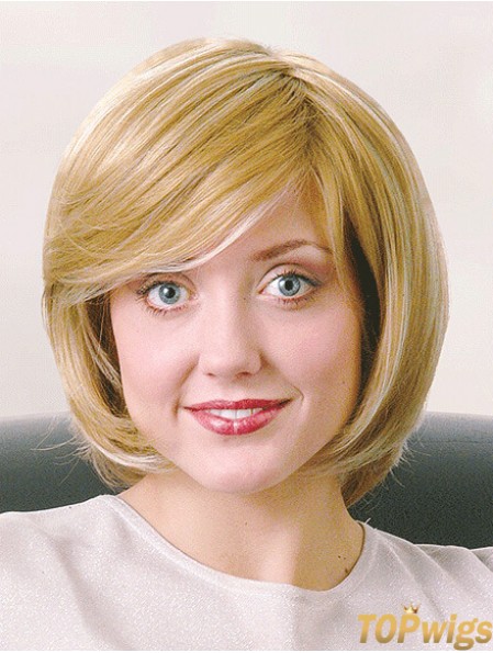 Bobs Chin Length Straight Blonde 12 inch Good Monofilament Wigs