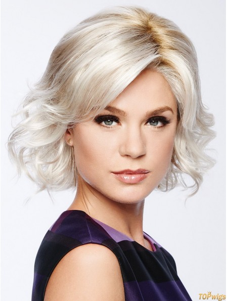 10 inch Chin Length Capless White Layered Bob Wig