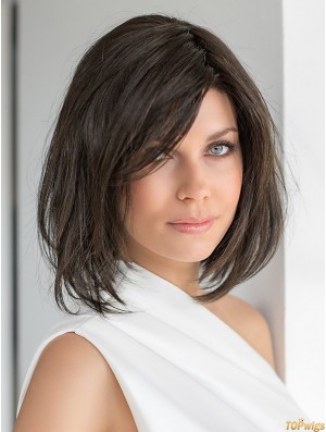 10 inch Chin Length 100% Hand-tied Brown Bob Hairstyles