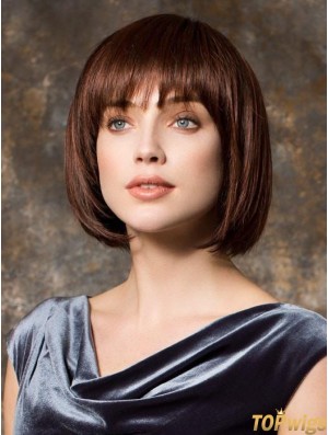 10 inch Chin Length Monofilament Brown Bob Style Wig