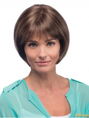 Straight Chin Length Brown 10 inch 100% Hand-tied Fabulous Bob Wigs