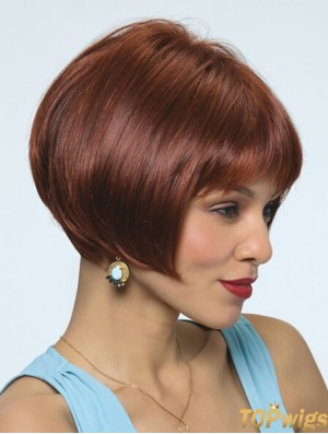 Straight Chin Length Red 10 inch Capless Fashionable Bob Wigs