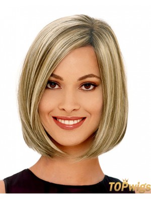 Straight Chin Length Blonde 12 inch Capless Popular Bob Wigs