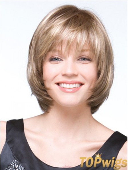 Capless Chin Length Straight Blonde Discount Bob Wigs