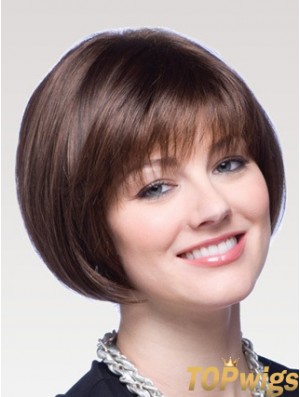 Capless Chin Length Straight Auburn Good Bob Wigs