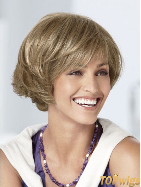 Capless Short Wavy Blonde Great Bob Wigs