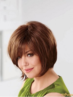 Straight Chin Length Auburn 10 inch Capless Natural Bob Wigs