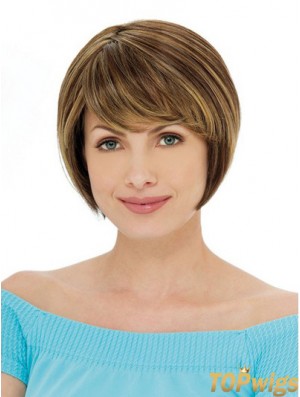 Capless Short Straight Auburn Ideal Bob Wigs