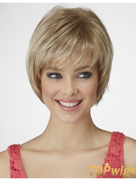 Straight Chin Length Blonde 9 inch Capless Beautiful Bob Wigs