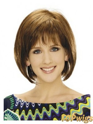 Capless Chin Length Straight Blonde Natural Bob Wigs