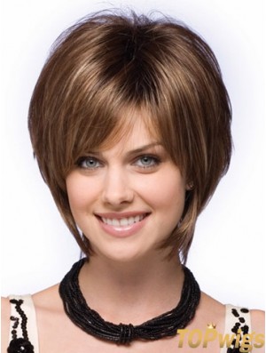 Capless Short Straight Brown Perfect Bob Wigs