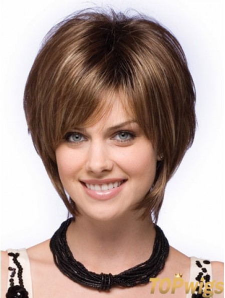 Capless Short Straight Brown Perfect Bob Wigs