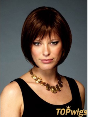 Capless Chin Length Straight Auburn Stylish Bob Wigs