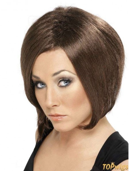 Capless Chin Length Straight Brown Designed Bob Wigs