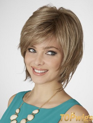 Straight Chin Length Blonde 10 inch Capless Durable Bob Wigs